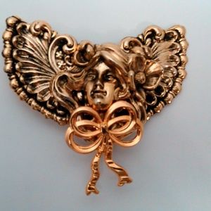 Art Nouveau Look Angel Brooch Hand Signed by Jane